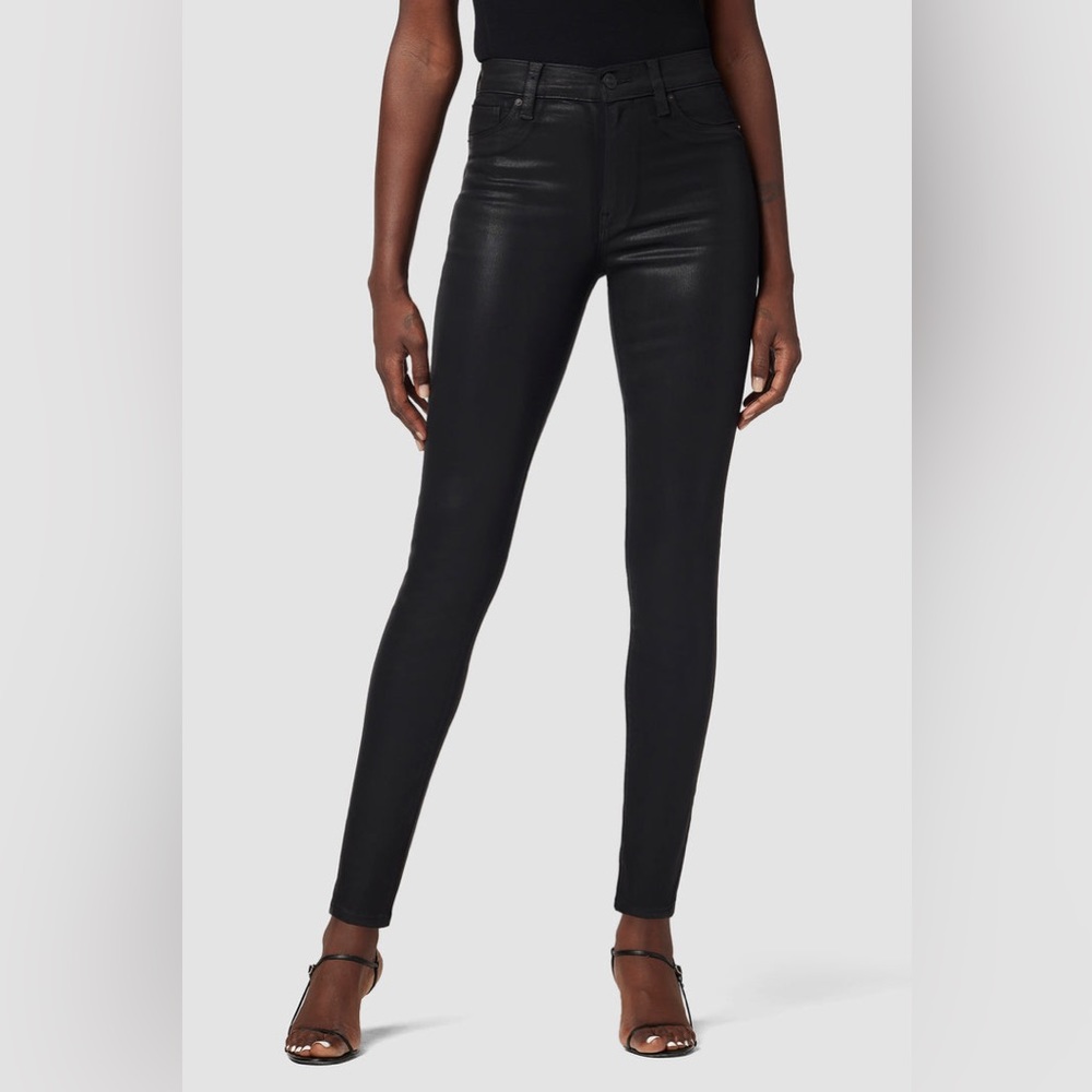 Hudson Barbara High Rise Straight in Coated Black